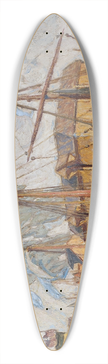 Anna Boberg - The Harbour at Svolvaer, Lofoten 39.3 inch art pintail longboard deck