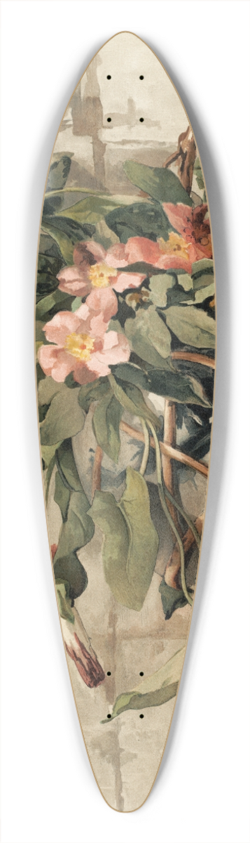 Annie Nowell - Pink Flowers in Hanging Vase 39.3 inch art pintail longboard deck