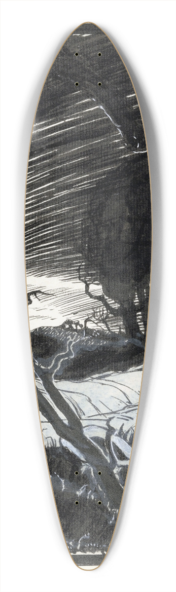 Anny Leusink - Willem slaapt in een landschap bij nacht 39.3 inch art pintail longboard deck