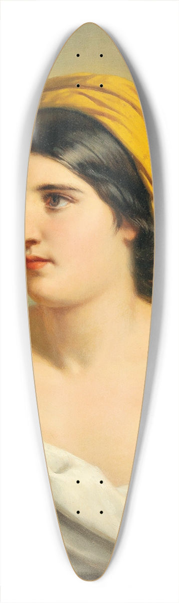 Anton Ebert - Portrait of a Woman with Yellow Headscarf 39.3 inch art pintail longboard deck