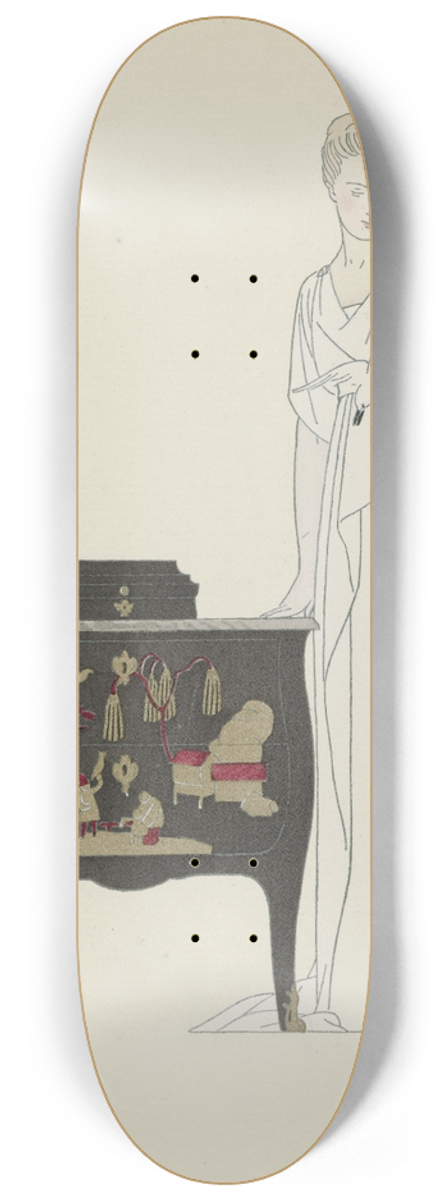 Bernard Boutet de Monvel - La Commode en Laque. ; Robe du soir de Worth. 8.25 inch art skate deck