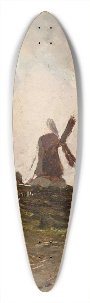 Antoni Kozakiewicz - Landscape with a Windmill 39.3 inch art pintail longboard deck