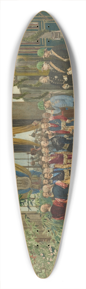 Antoni Kozakiewicz - The Emperor Welcomed at the Train Station in Lviv from the Series Inspection Trip of Emperor Franz Joseph I Around Galicia in September 1880 39.3 inch art pintail longboard deck
