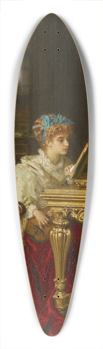 Antonio Barzaghi-Cattaneo - A Lady Making Music (Irene Di Spilimbergo) 39.3 inch art pintail longboard deck
