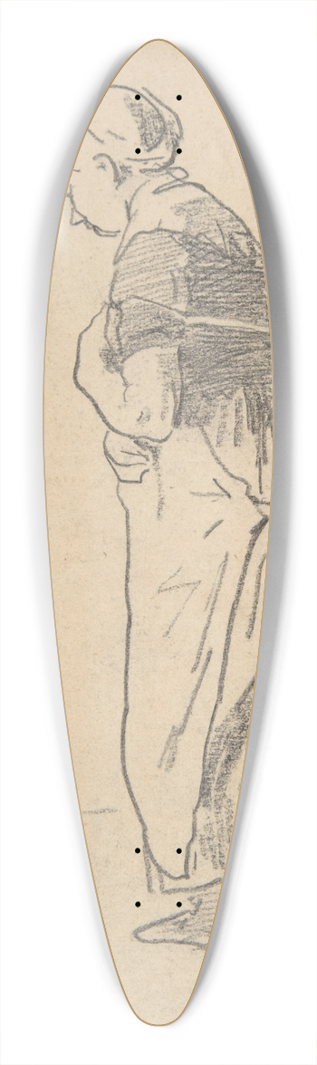 Anton Mauve - Woman pulling a tow rope. 39.3 inch art pintail longboard deck