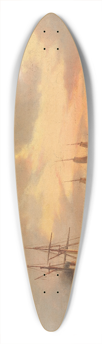 Anton Melbye - Dampfsegler und Dreimaster auf bewegter See 39.3 inch art pintail longboard deck