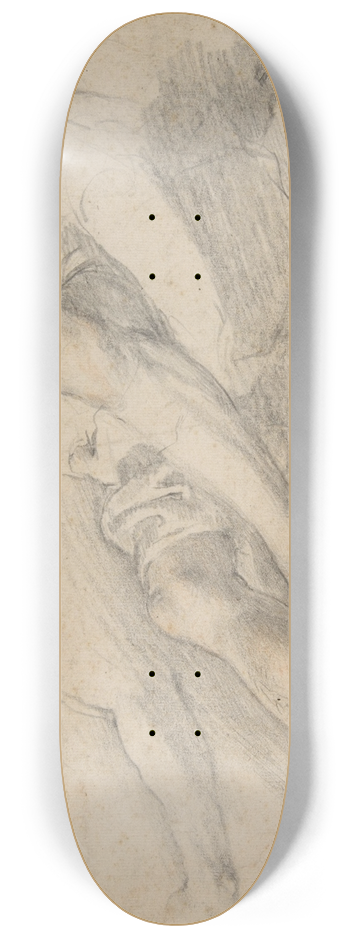 Bernardino Poccetti - Studies for a Seated Figure of a Man with a Shovel 8.25 inch art skate deck
