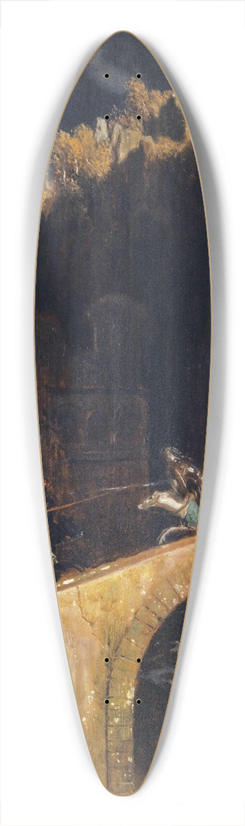 Arnold Bcklin - The Fight on the Bridge 39.3 inch art pintail longboard deck
