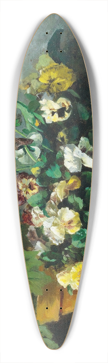 Arthur-Alfred Brunel de Neuville - Neuville, Pansies And Primroses 39.3 inch art pintail longboard deck