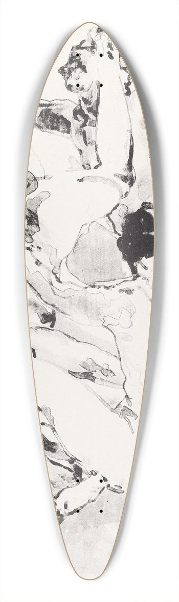 Arthur Bowen Davies - Three Acrobats 39.3 inch art pintail longboard deck