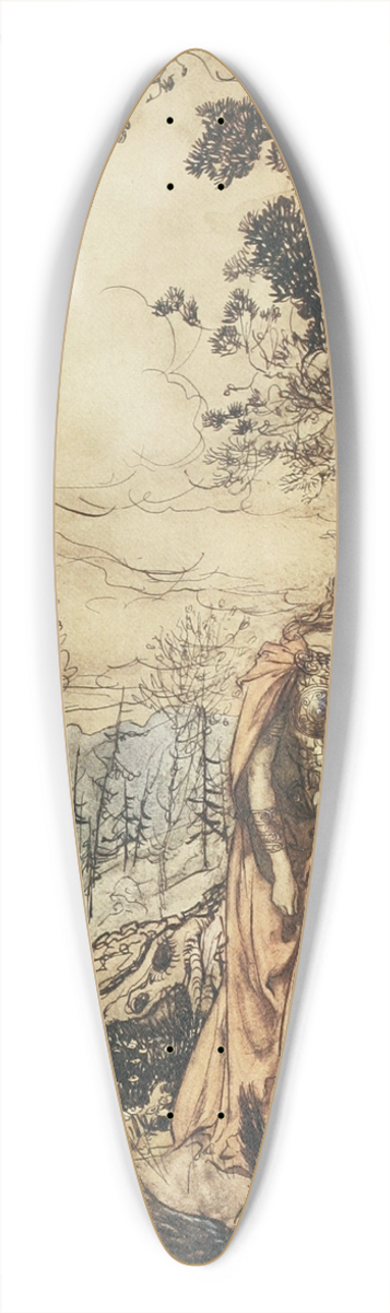 Arthur Rackham - Brunnhilde stands for a long time dazed and alarmed 39.3 inch art pintail longboard deck