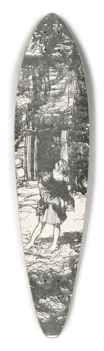 Arthur Rackham - Hansel picked up the glittering white pebbles and filled his pockets with them 39.3 inch art pintail longboard deck