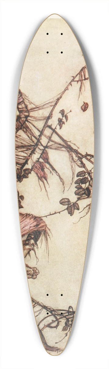 Arthur Rackham - The quicker he played, the higher she had to jump 39.3 inch art pintail longboard deck
