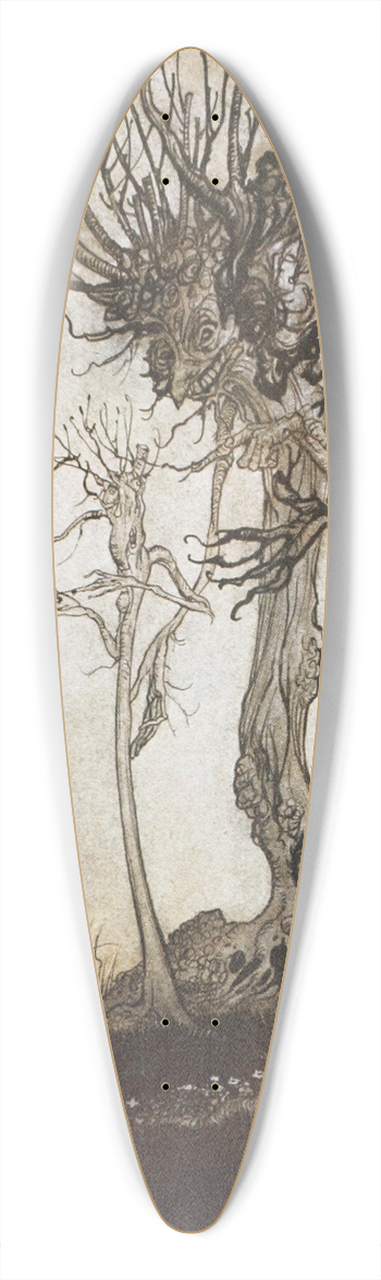 Arthur Rackham - The Trees and the Axe 39.3 inch art pintail longboard deck