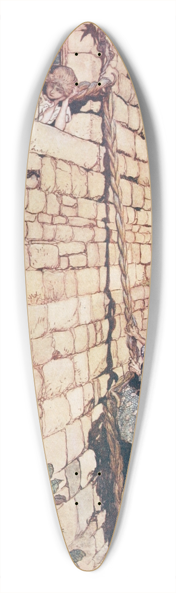 Arthur Rackham - The Witch climbed up 39.3 inch art pintail longboard deck