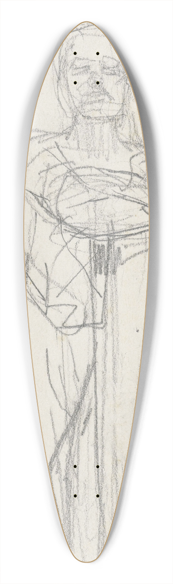 August Alleb - Staande figuur, de armen over elkaar 39.3 inch art pintail longboard deck