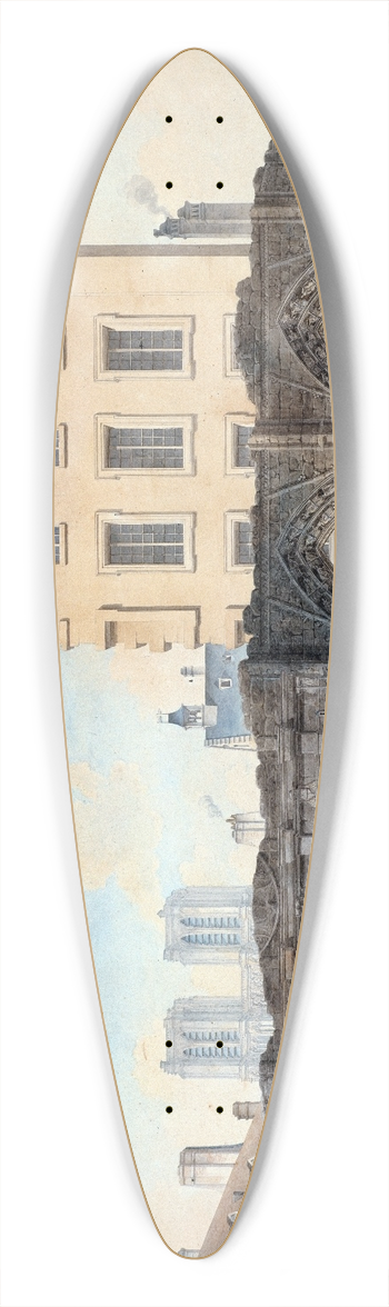 Auguste-Sbastien Bnard - Vue de lancienne faade de lHtel-Dieu aprs lincendie de1772 39.3 inch art pintail longboard deck
