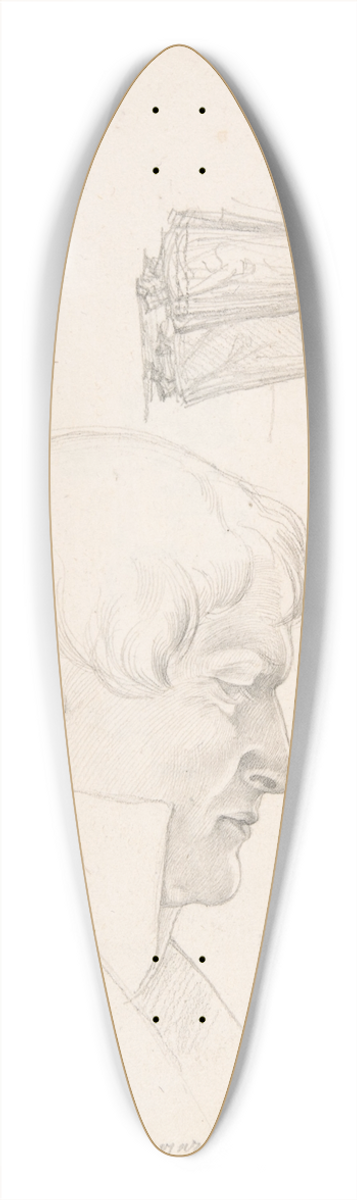 August Ferdinand Hopfgarten - Study Sheet with a Portrait of Carl Julius Senff and Two Italian Women Walking 39.3 inch art pintail longboard deck