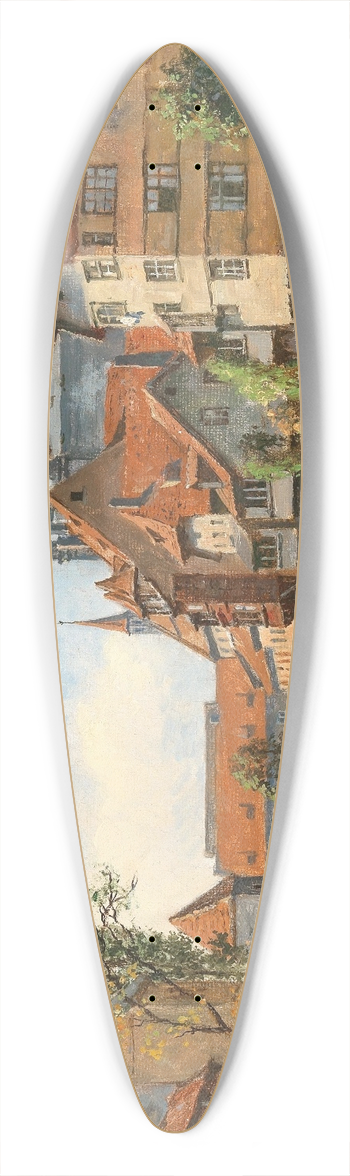 August Fischer - Old Nuremberg, a View of the Synagogue from the Pegnitz River 39.3 inch art pintail longboard deck