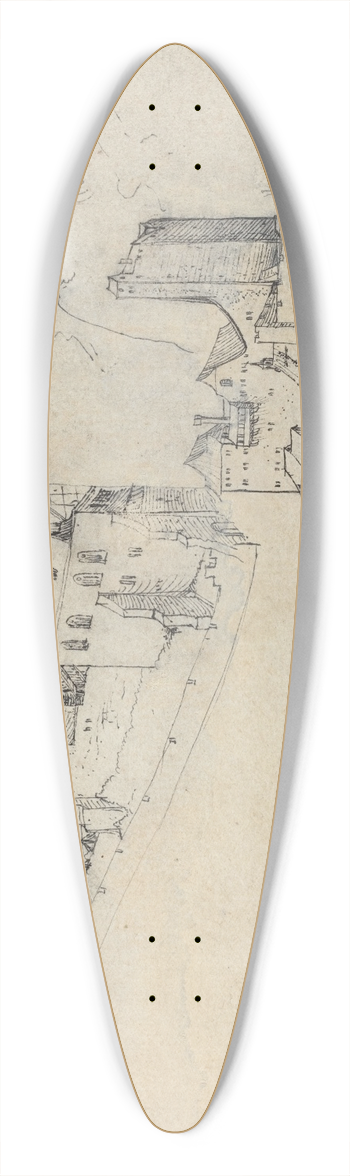 Augustin Hirschvogel - Hilltop Castles 39.3 inch art pintail longboard deck