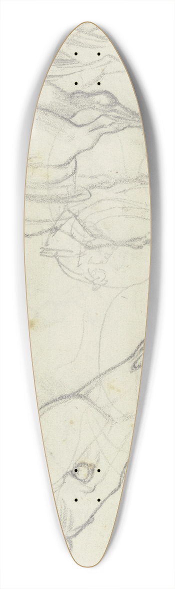 August Lucas - Studies of horses 39.3 inch art pintail longboard deck