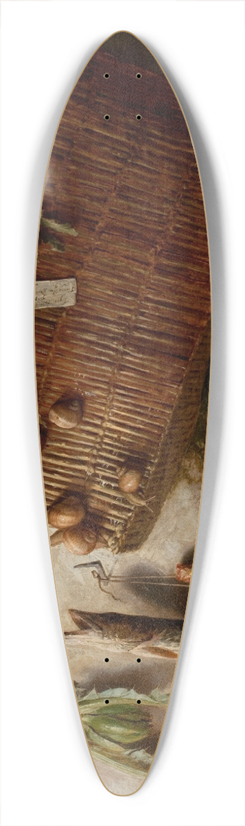 Augusto Ferri - Straw Basket with Fish 39.3 inch art pintail longboard deck