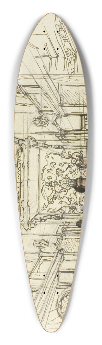 Augustus Charles Pugin - Study for Court of Common Pleas, Westminster Hall, from Microcosm of London 39.3 inch art pintail longboard deck