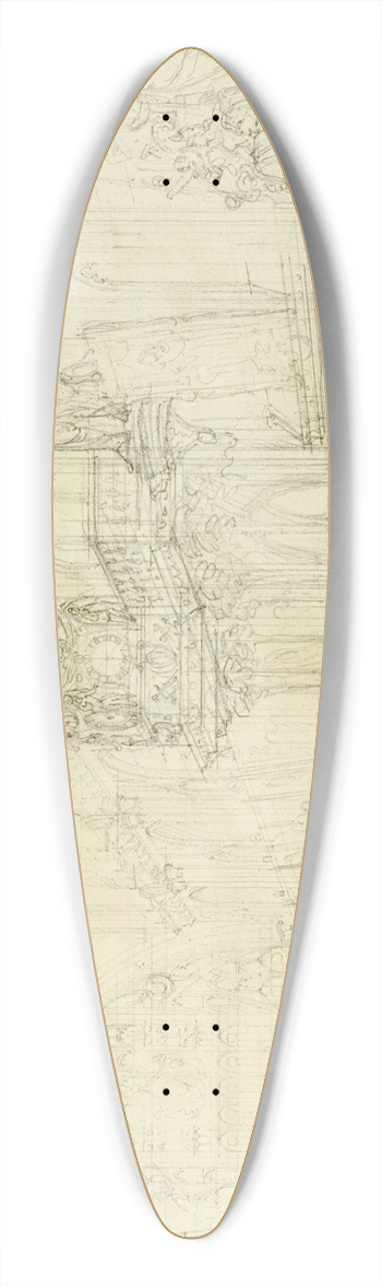 Augustus Charles Pugin - Study for Guild Hall, from Microcosm of London 39.3 inch art pintail longboard deck