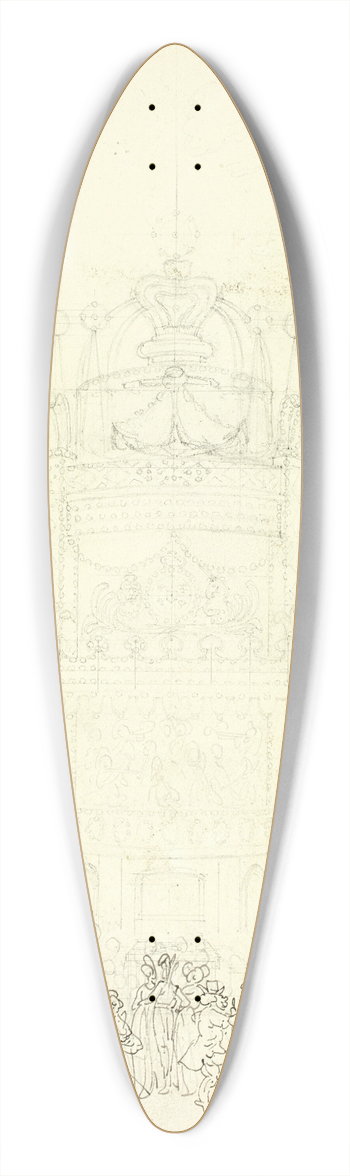 Augustus Charles Pugin - Study for Vauxhall Garden 39.3 inch art pintail longboard deck