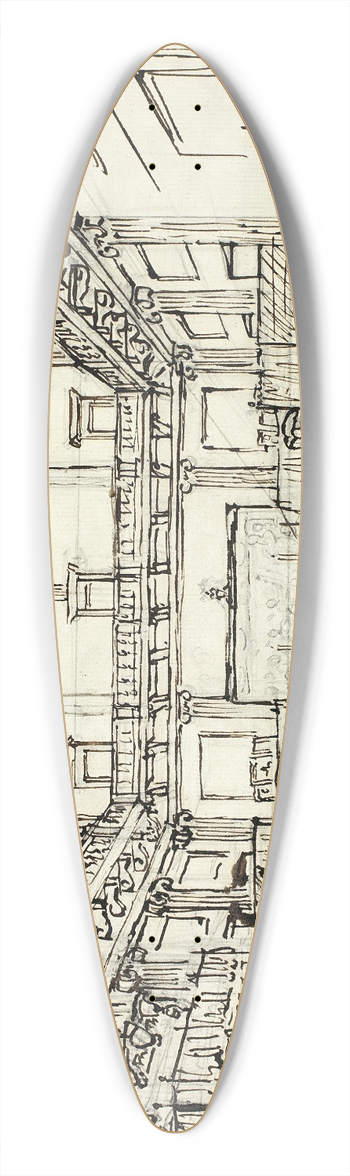 Augustus Charles Pugin - Study for Whitehall Chapel, from Microcosm of London 39.3 inch art pintail longboard deck