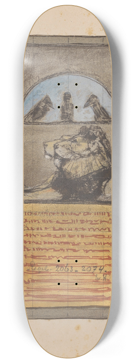 Bernard Willem Wierink - Reinaert buigt voor koning Nobel en de verzamelde dieren 8.25 inch art skate deck
