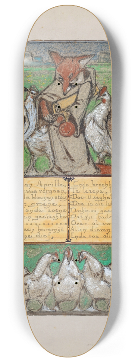 Bernard Willem Wierink - Reinaert met een brief bij Canteclaer en zijn gezin 8.25 inch art skate deck