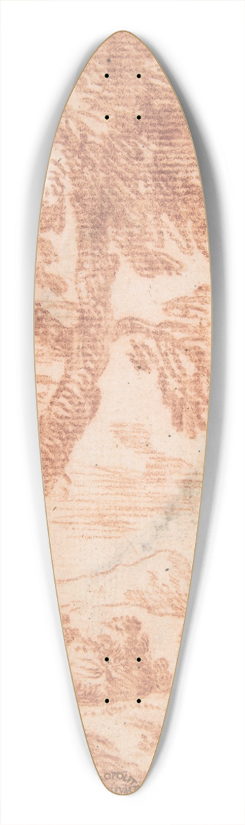 Aureliano Milani - Distant Landscape with Tree in Foreground 39.3 inch art pintail longboard deck