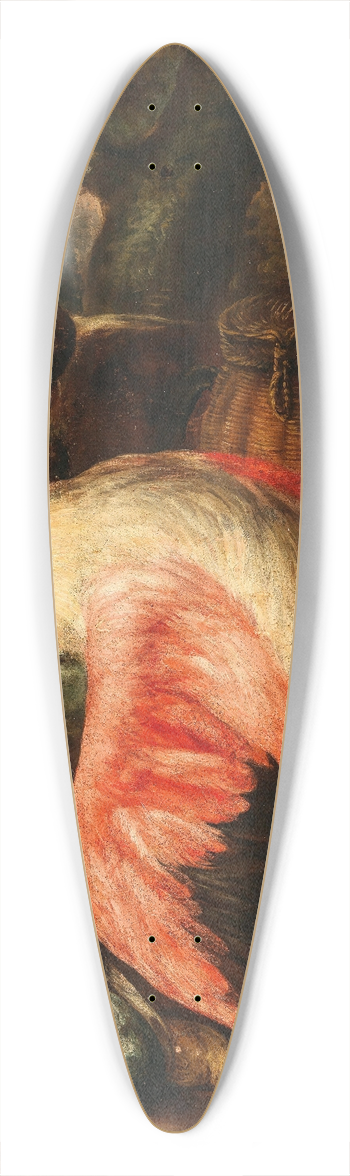 Baldassarre De Caro - Hunting dogs with a flamingo and other game in a landscape 39.3 inch art pintail longboard deck