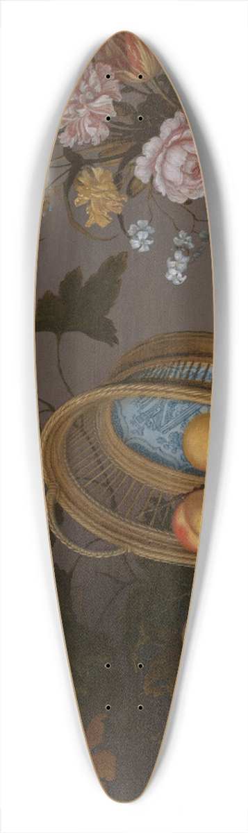 Balthasar van der Ast - A still life with flowers in a porcelain vase, seashells and an overturned basket of fruit 39.3 inch art pintail longboard deck