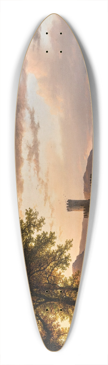 Barend Cornelis Koekkoek - A hilly landscape with castle and travelers on a path 39.3 inch art pintail longboard deck