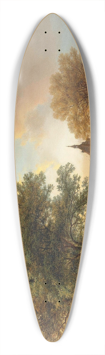 Barend Cornelis Koekkoek - A River Landscape in Holland at Sunset 39.3 inch art pintail longboard deck