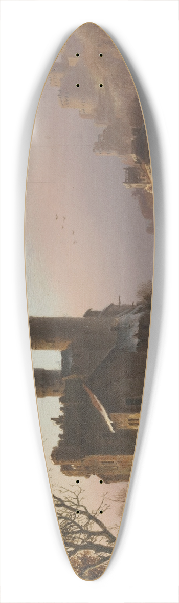 Barend Cornelis Koekkoek - A winter landscape with figures near a village 39.3 inch art pintail longboard deck