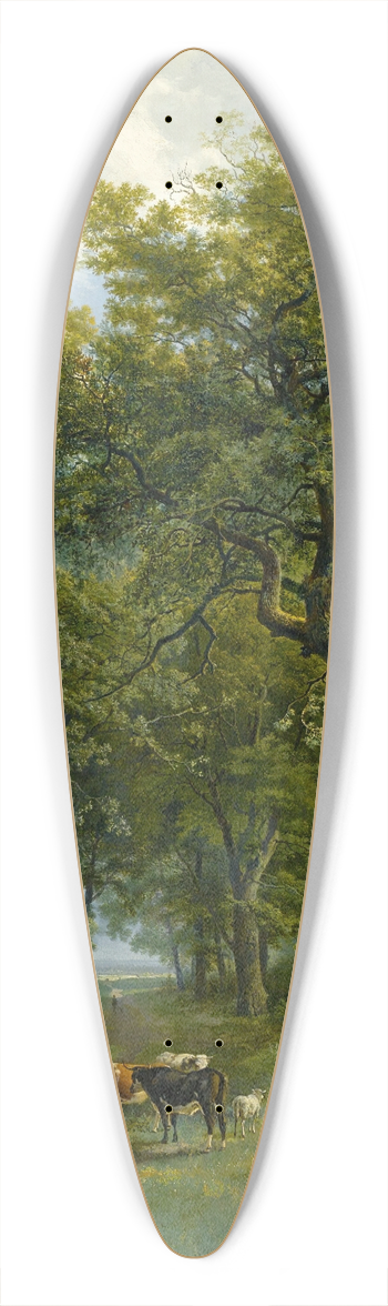 Barend Cornelis Koekkoek - A Wooded Path 39.3 inch art pintail longboard deck