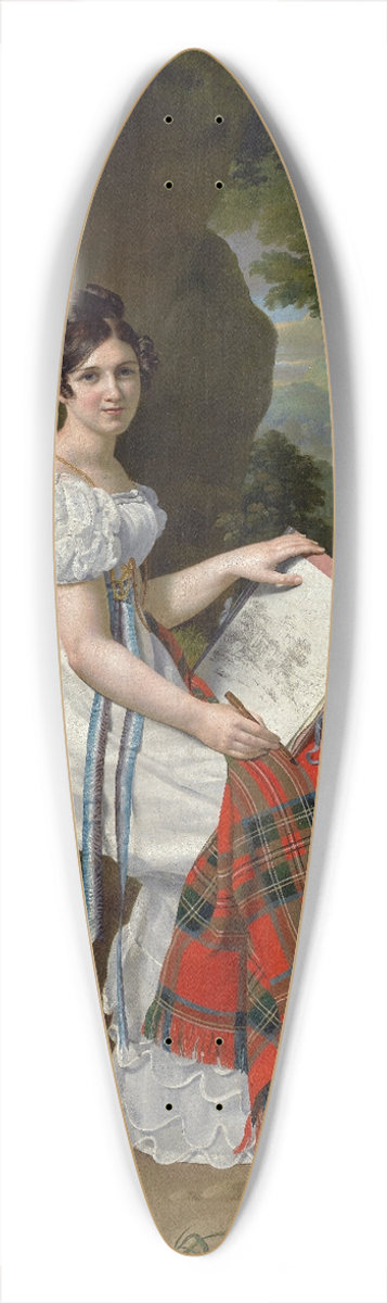 Barthlemy Vieillevoye - Woman Sketching In A Landscape 39.3 inch art pintail longboard deck