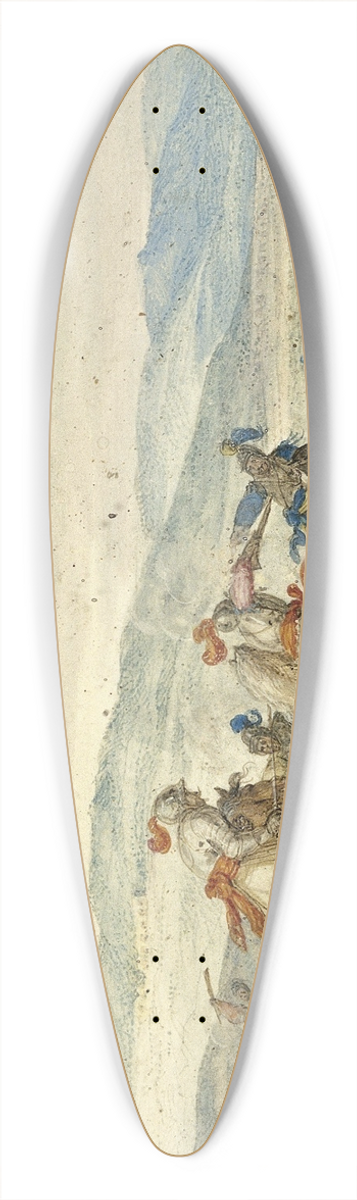 Bartholomus Dietterlin - Cavalry Skirmish Mountainous Landscape 39.3 inch art pintail longboard deck