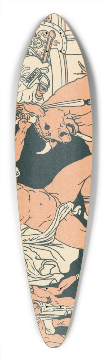 Bartolomeo Pinelli - Entellus killing the bull 39.3 inch art pintail longboard deck