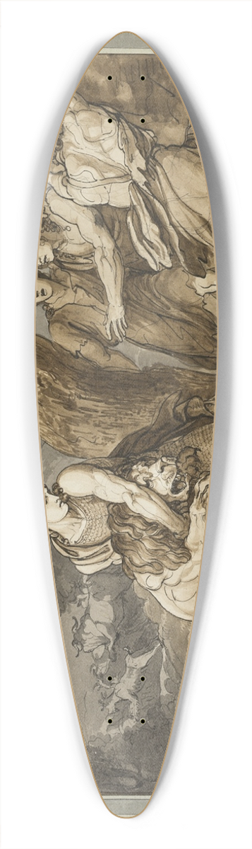 Bartolomeo Pinelli - Telemachus Battles the Lion, from The Adventures of Telemachus, Book 2 39.3 inch art pintail longboard deck