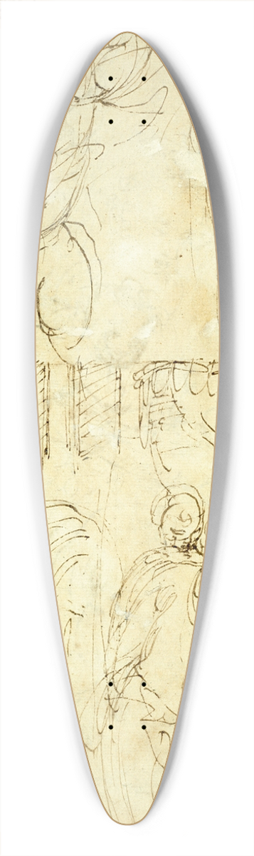Battista Franco - Sketches of Figures 39.3 inch art pintail longboard deck