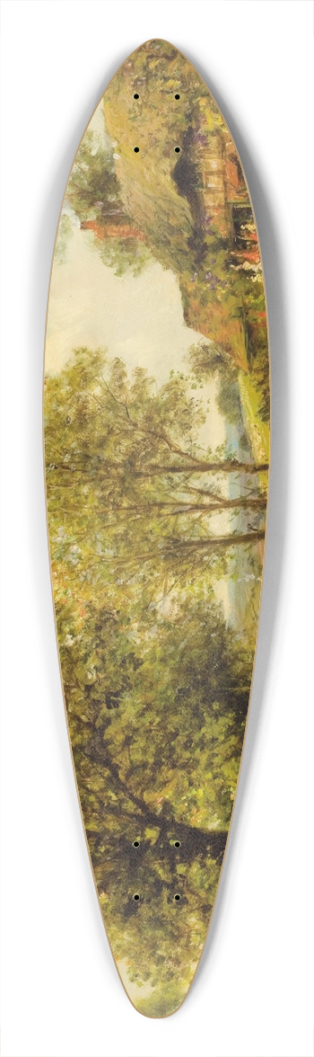 Benjamin Williams Leader - Spring Cottage with Shepherd and Flock 39.3 inch art pintail longboard deck