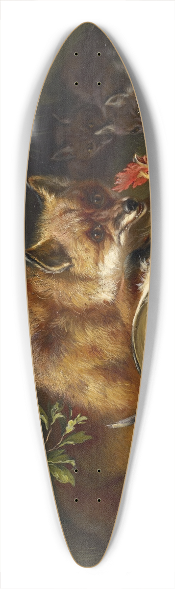 Benno Raffael Adam - Fox Attacking a Cock 39.3 inch art pintail longboard deck