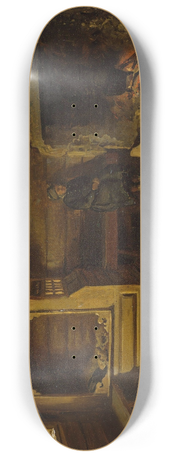 Adolph Tidemand - Farm Interior from Skjnne in Numedal 8.25 inch art skate deck