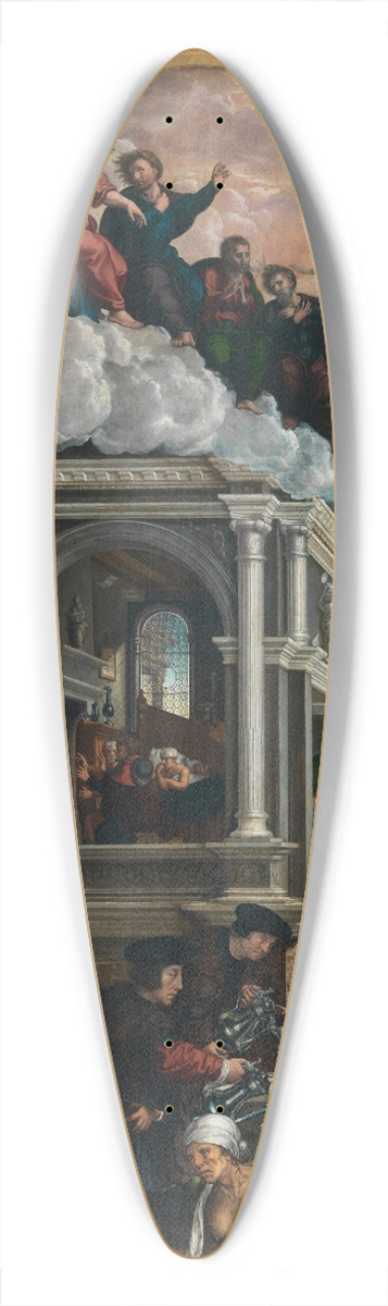 Bernard van Orley - Three Acts of Mercy; Giving the Thirsty to drink, Visiting the Sick and Sheltering Strangers 39.3 inch art pintail longboard deck