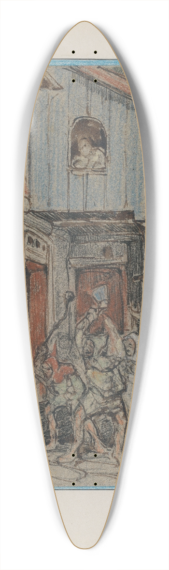 Bernard Willem Wierink - Bruin wordt aangevallen door de dorpelingen 39.3 inch art pintail longboard deck