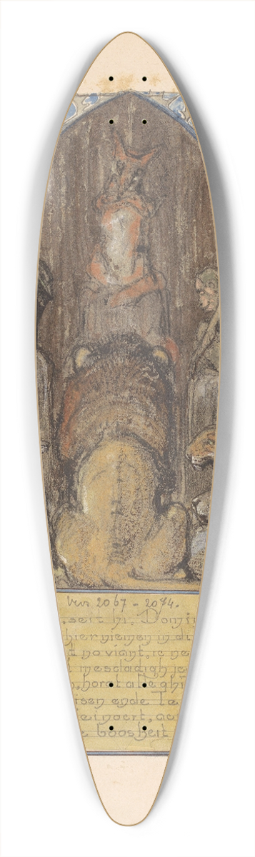 Bernard Willem Wierink - Reinaert spreekt tot koning Nobel en de verzamelde dieren 39.3 inch art pintail longboard deck